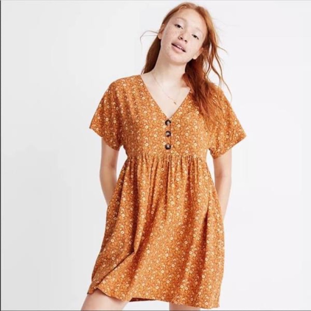 Madewell Babydoll Front-Button Floral Dress